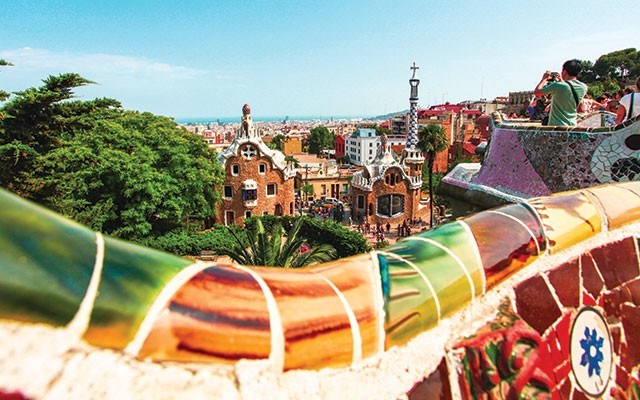 Ceramic mosaics of Park Guell. <a href="http://shutterstock.com/">Shutterstock.com</a>