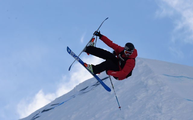 Simon d'Artois competing in Men's Ski SuperPipe Final during X Games Aspen 2015. Photo by Eric Lars Bakke / ESPN Images