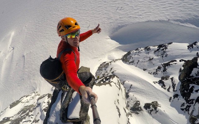 Let me take a selfie Whistler Core president Bob Allison is shown atop the Showcase Spire after a climb on Feb. 17. Photo by Bob Allison