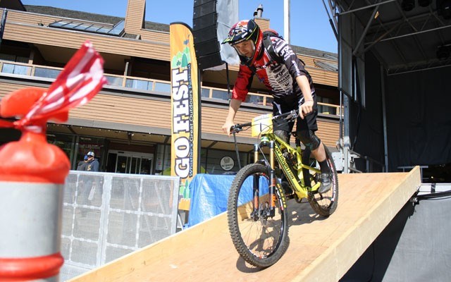 great start Whistler's Jesse Melamed kicks off the GO Enduro in Whistler Village on May 16. Melamed won the pro men's division. Photo BY Dan Falloon