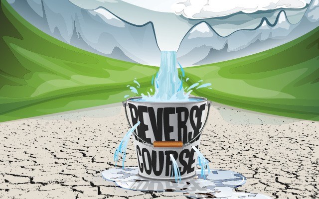 REVERSE COURSE! Changing our minds about water. Illustrated by Karl Partington