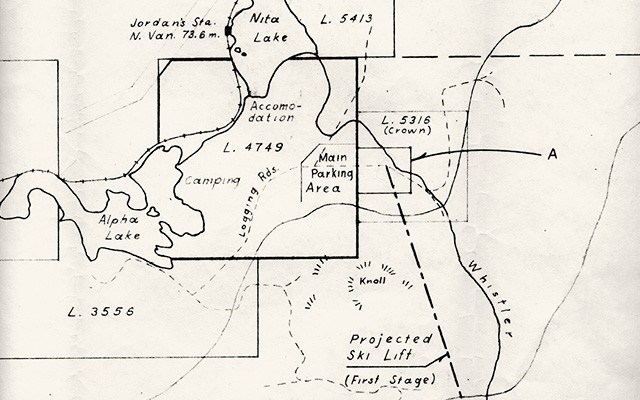 What could have been Peter Alder's group had its own vision of what the Creekside ski area could look like as plans to develop Whistler began. Photo courtesy of Whistler Mountain &amp; Archives society