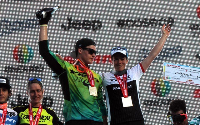 crystal ball Richie Rude and Tracy Moseley celebrate their wins at the SRAM Canadian Open Enduro here in Whistler in August. The pair also won the respective overall titles for the Enduro World Series, which wrapped in Finale Ligure, Italy this weekend. File Photo by Dan Falloon