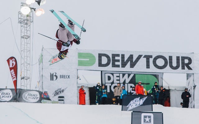 flippin' good Cassie Sharpe goes head over heels in Dew Tour action in Breckenridge, Colo last week. Photo by Topher Baldwin