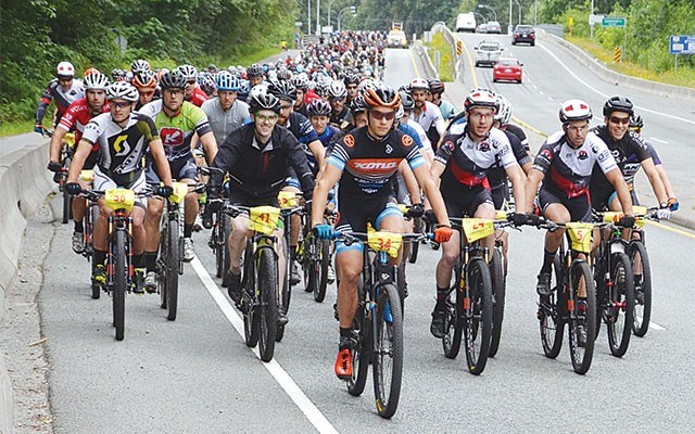 Racers head down Highway 99 at the start of the Test of Metal on June 18. Photo by Rebecca Aldous