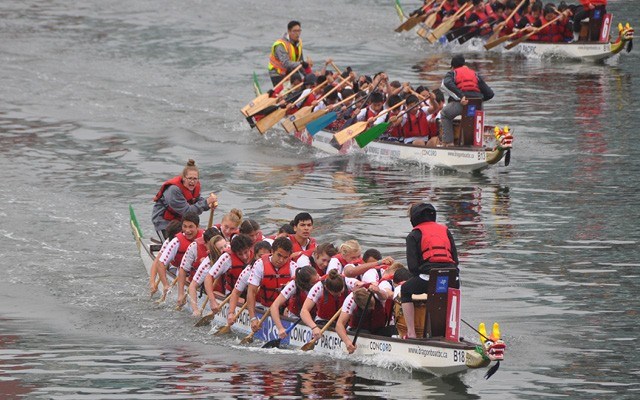 PADDLE POWER The Laoyam Eagles took second place in the Junior A competition Sunday, June 19 at the Rio Tinto Alcan Dragon Boat Festival in Vancouver on the weekend. Pictured here, the Eagles during the semis on Saturday, June 18. PHOTO submitted