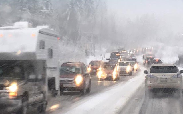 TRAFFIC FLOW Traffic moving slowly on Hwy 99. Photo by Clare Ogilvie