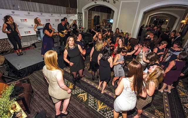 DANCE THE NIGHT AWAY: With the Chamber Excellence awards all given out, attendees took to the dance floor at the après party as Jenna Mae and the Groove Section hit all the right notes. Photo by Joern Rohde, courtesy of the Whistler Chamber of Commerce