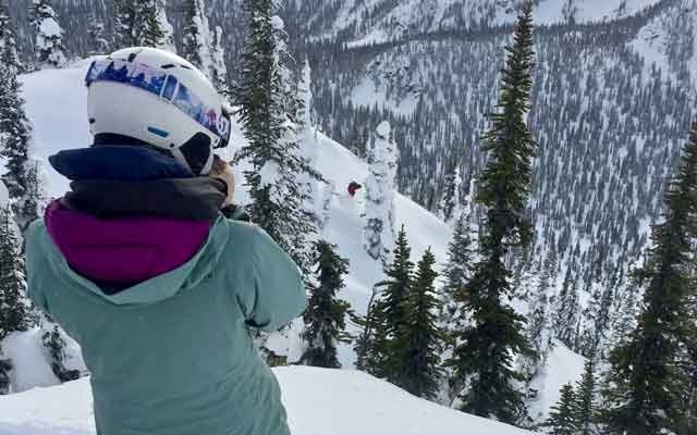 TRUE NORTH AT SILVERTIP LODGE Photographer Zoya Lynch captures skier Dave Treadway on a tree run at Silvertip Lodge. Photo by Leslie Anthony