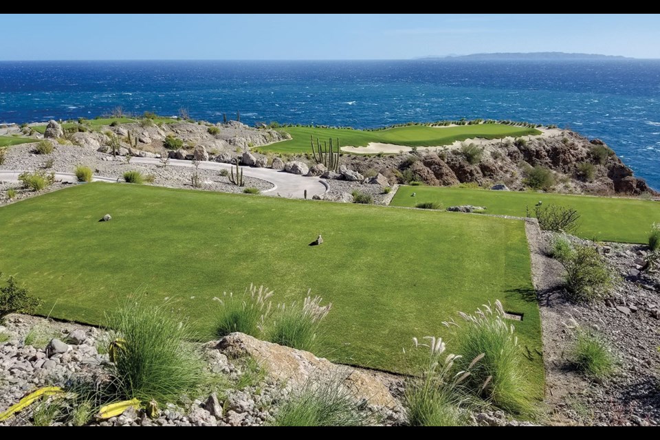 Par-3 , hole 17 from the tee box at Danzante Bay. Photo by Karin Leperi