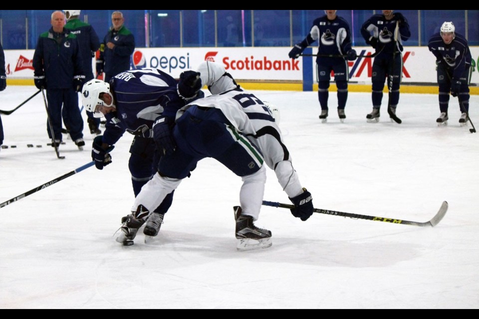 Epic battle The Vancouver Canucks will bring 59 players to Meadow Park Sports Centre beginning this Friday as they construct their 2018-19 roster. File photo by Dan Falloon