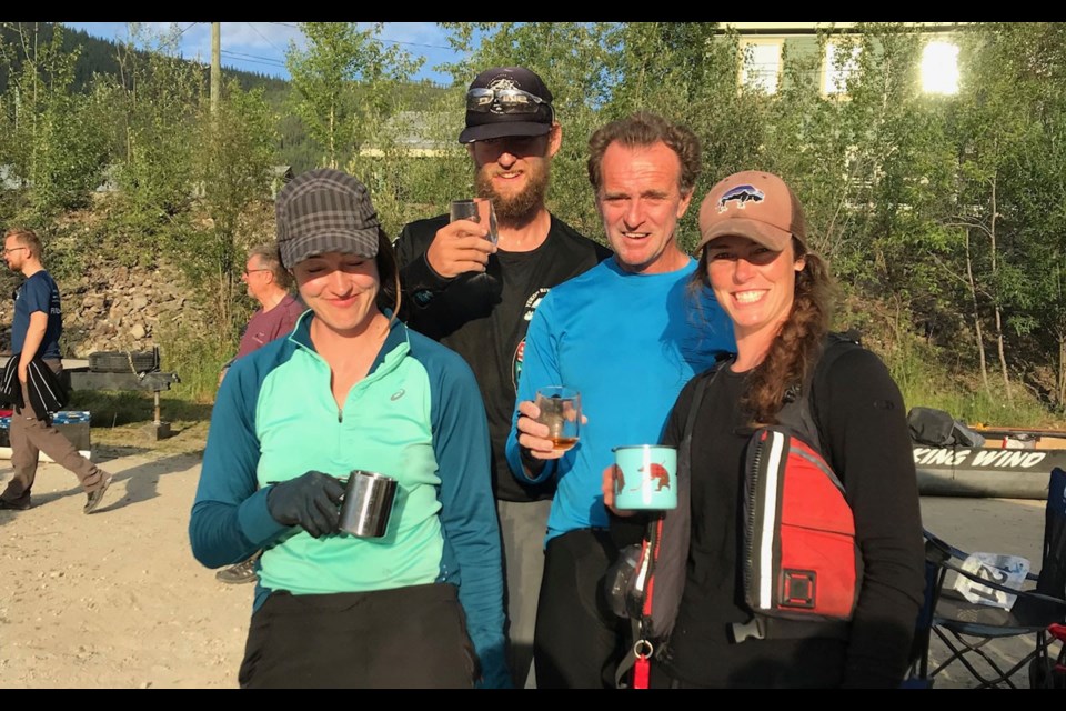 TEAM EFFORT L-R Heather Hellevang, George McLeod, Hugh Fisher and Sydney van Loon after winning their division at the Yukon River Quest. <ParaStyle:CUTLINE\:CUTLINE Credit>Photo submitted