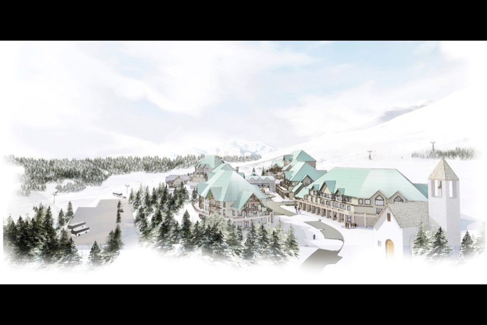 Rendering of the Valemount Glacier Destination village centre.