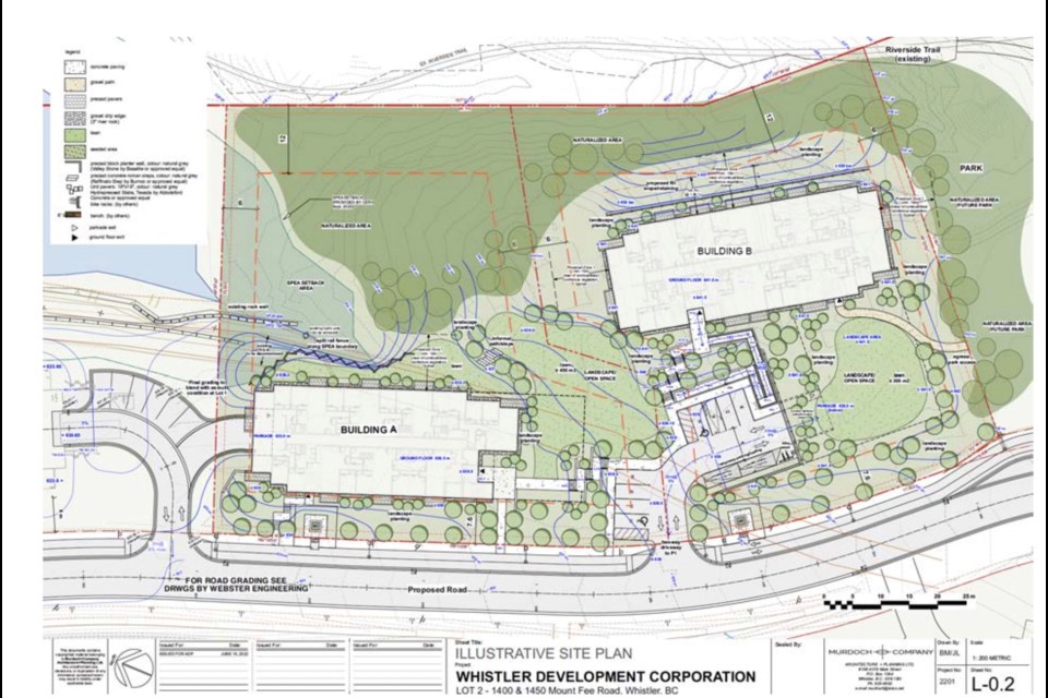 The planned layout of the two new rental-only buildings in Cheakamus Phase 2 which will house 78 units.