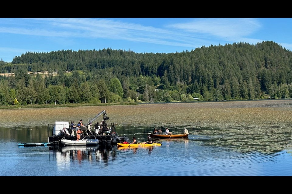 PASTORAL BACKDROP: Cranberry Lake’s lily pads served as a backdrop for one of the scenes in Can I Get A Witness?, a feature film starring Canadian actor Sandra Oh, which filmed entirely in the qathet region for three weeks in July.