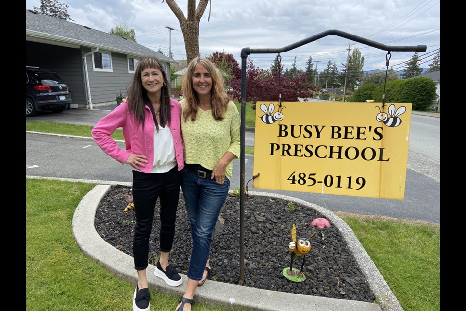 HAPPY RETIREMENT: Busy Bee’s Preschool owner/operator Laura Ouellette [left] and preschool supervisor Janet Street will retire at the end of the 2022 school year.
