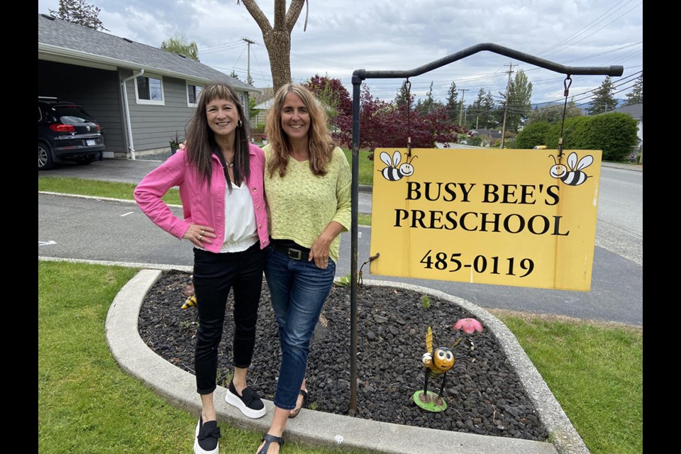 HAPPY RETIREMENT: Busy Bee’s Preschool owner/operator Laura Ouellette [left] and preschool supervisor Janet Street will retire at the end of the 2022 school year.
