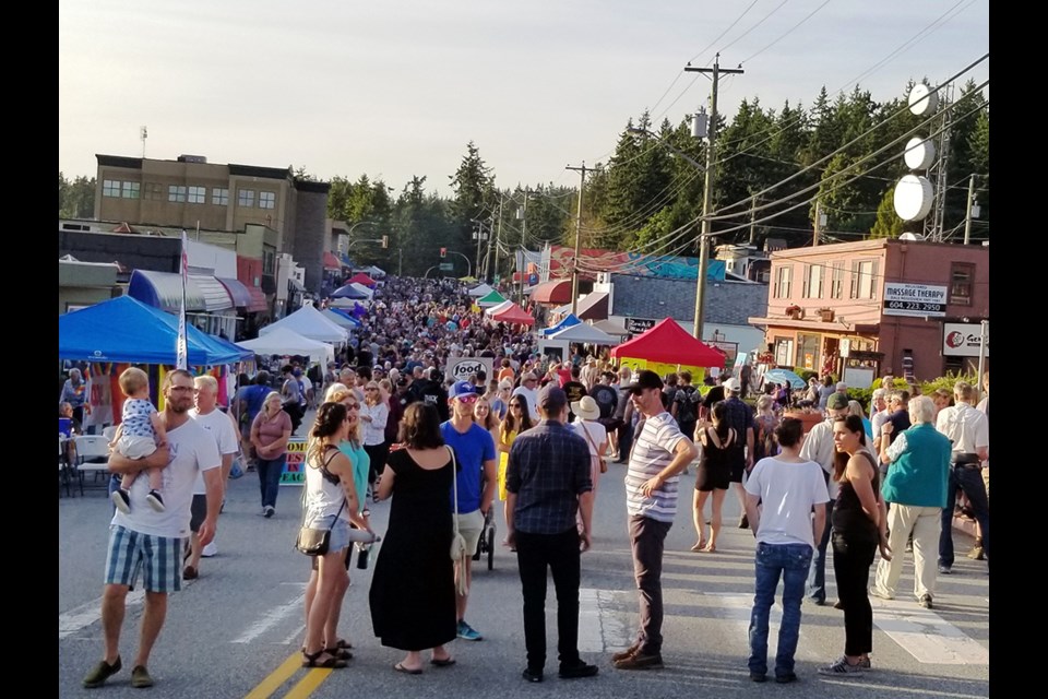 T-SHIRT CONTEST: Marine Avenue Business Association, in collaboration with qathet Art and Wares, is looking for a new design for the 2024 Blackberry Festival T-shirt. Voting will take place at the annual street party [above, in 2019].

