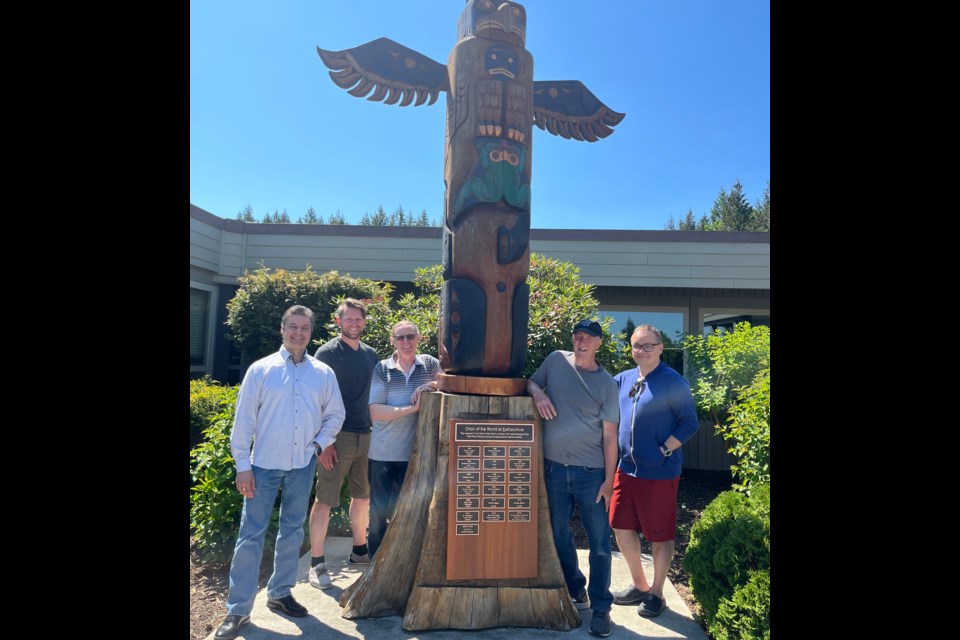 GROUP EFFORT: [From left] artistic director of International Choral Kathaumixw Walter Martella, program services Lyell Woloschuk, and facilities volunteers Doug Lanagan, Tom Gagnon, and Trevor Sytnick.