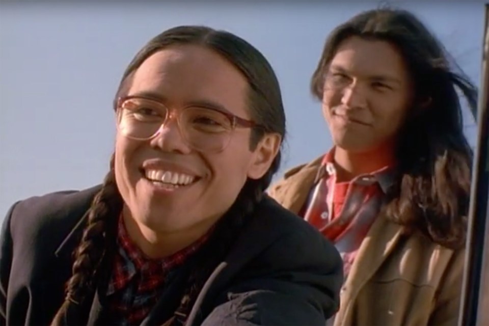 SMOKE SIGNALS: A still from Smoke Signals shows a very young Evan Adams (foreground) and Adam Beach, the 1998 film’s two main actors.