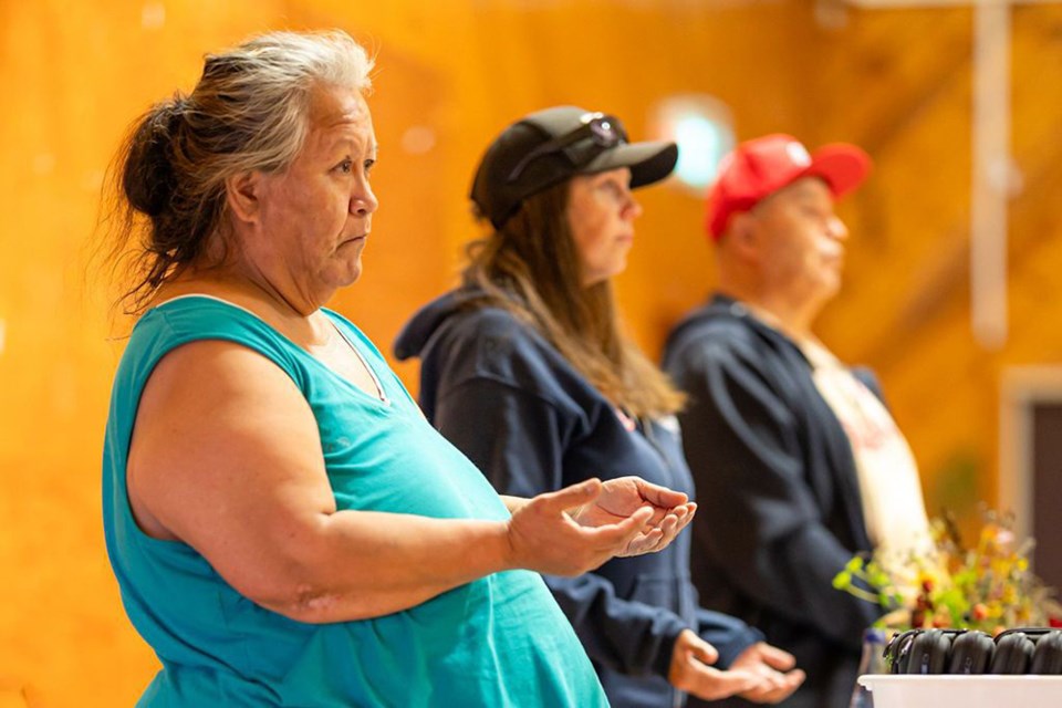 Appearing at the recent Lift Community Services annual general meeting were ʔaǰɩmɛt harm reduction circle employee Delana George, Tla’amin harm-reduction coordinator Courtney Harrop and Louie Tom.