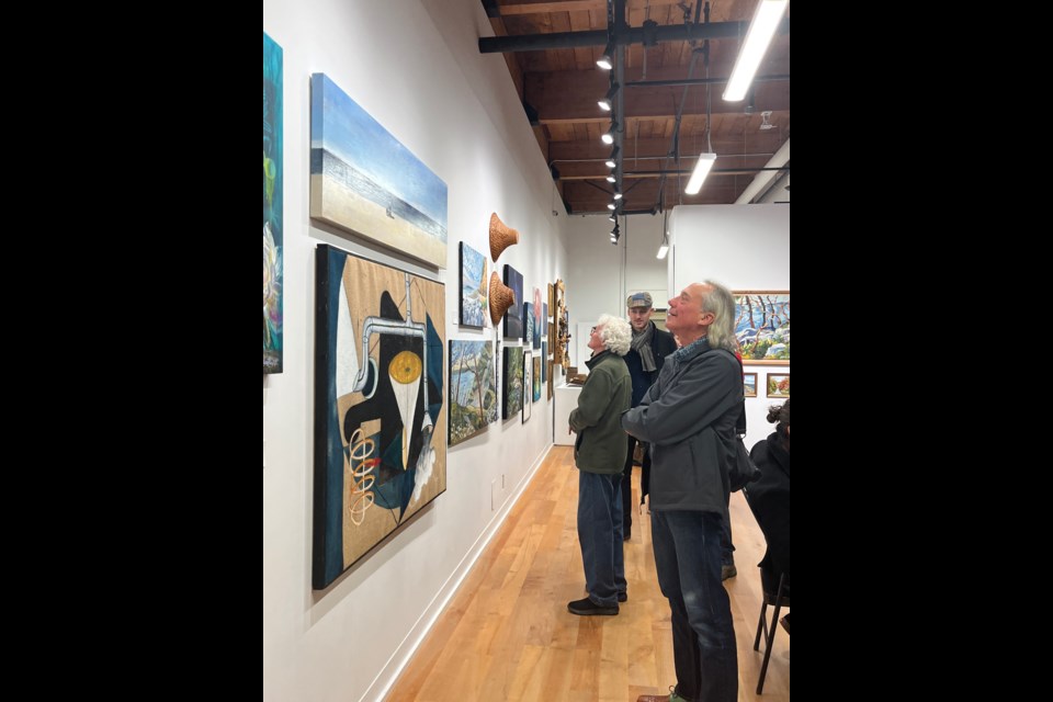 RESIDENT ARTWORK: qathet Art Centre, located above Powell River Public Library on Alberni Street, hosted a qathet resident group exhibition called PRESENT on November 17. The artwork can be seen until January 10, 2024. 
