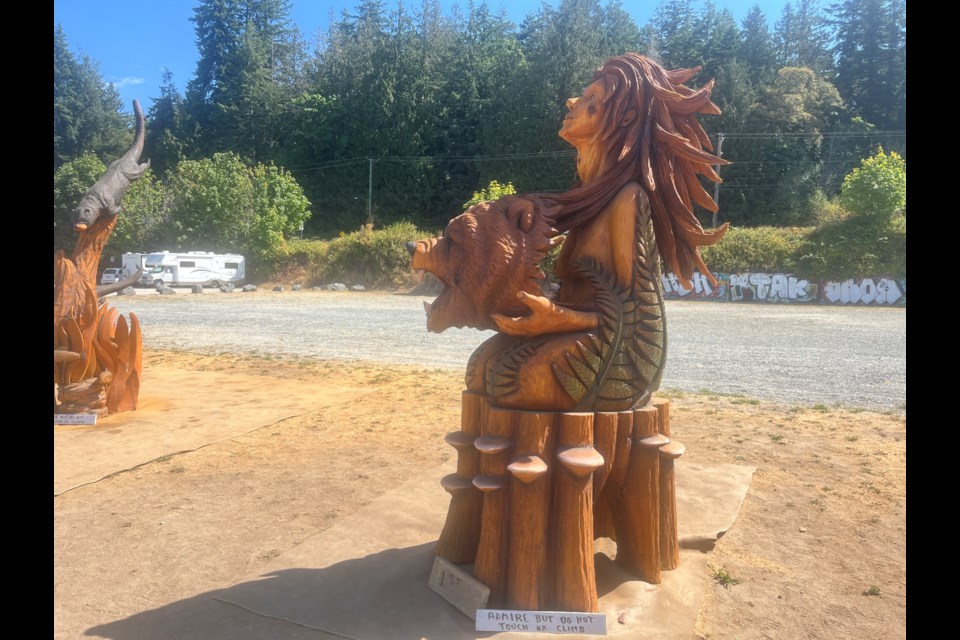 CARVING ART: Kamron Garbe, a chainsaw artist from Armstrong, BC, placed first in the Powell River Logger Sports carving competition that took place in July.
