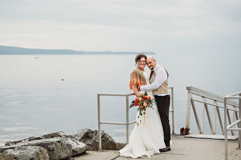 COVID WEDDING: From masks and hand sanitizer to physically distanced seating plans and streaming the ceremony, a COVID-19-era wedding was different, but still wonderful. Above, the happy couple at Willingdon Beach.