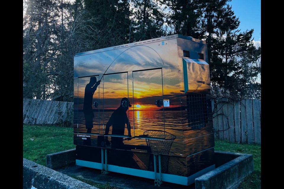 BEAUTIFICATION INITIATIVE: This BC Hydro box located on Marine Avenue in Townsite was given an art makeover. Townsite Ratepayers Society wants to do the same with two boxes on Hemlock Street.