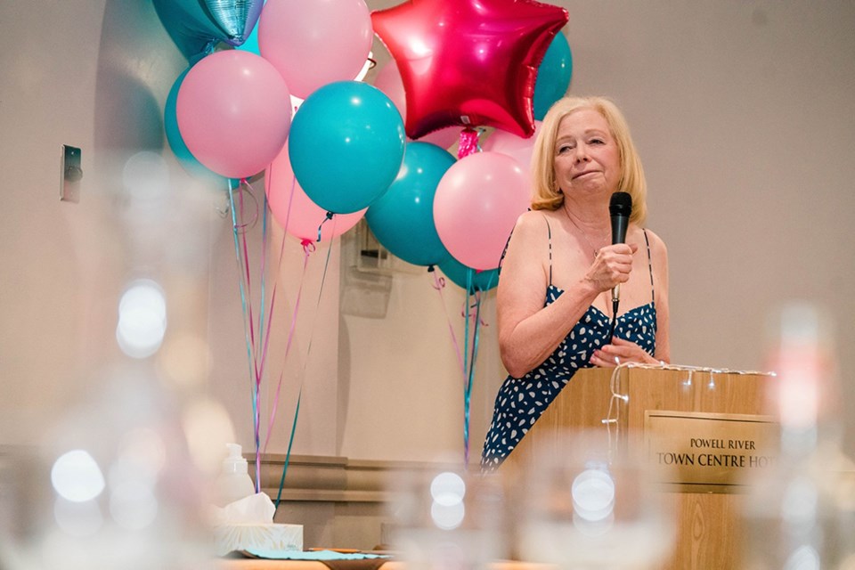 Former inclusion Powell River CEO Lilla Tipton spoke during a recent retirement dinner celebrating her 27 years with the organization.