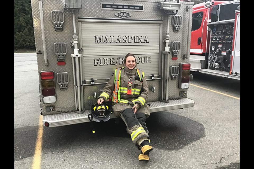 ON CALL: After two years of training to become a full service firefighter, Karrah McKone attends to the majority of calls that come through Malaspina Volunteer Fire Department. 