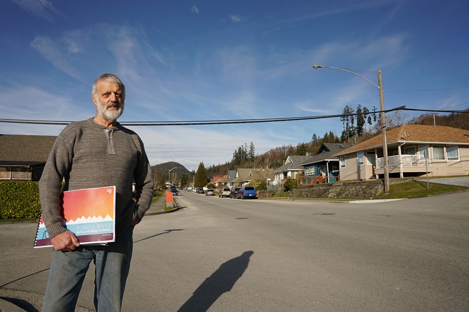 IMPORTANT ISSUES: Townsite Ratepayers Association president Will Van Delft, on behalf of the ratepayers, appeared before City of Powell River’s committee of the whole to advocate for slowing the speed limit on Maple Avenue to 30 km/h, and to support improvement of cycling infrastructure in the city.                               