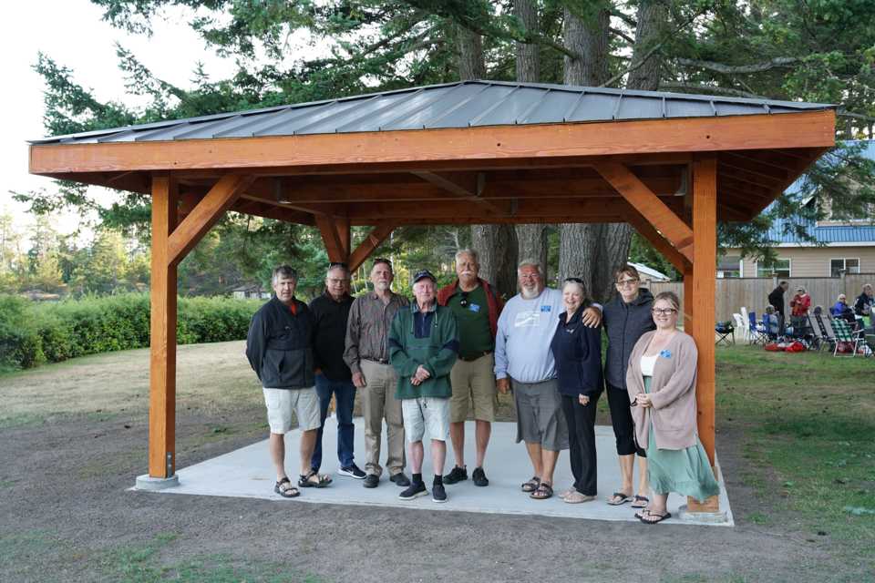 PALM PROJECT: Members of the Rotary Club of Powell River gathered on June 21 to celebrate the completion of its latest project, a new gazebo at Palm Beach.
