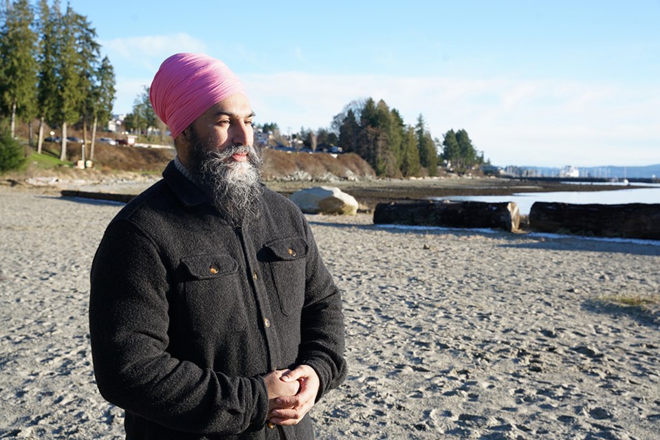 Federal NDP leader Jagmeet Singh took in the beauty of the qathet region, visiting a Powell River child-care centre, meeting with Tla’amin Nation representatives, and talking with local residents at Willingdon Beach on a sunny winter day.                               