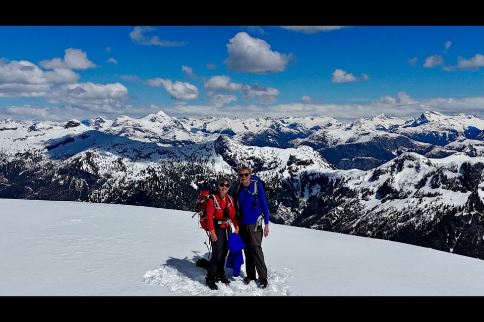 ALPINE HIKING: Karen [left] and Clarke Slootweg recently trekked up Mount Freda, an 8.9 kilometre out-and-back hike in the qathet region.
