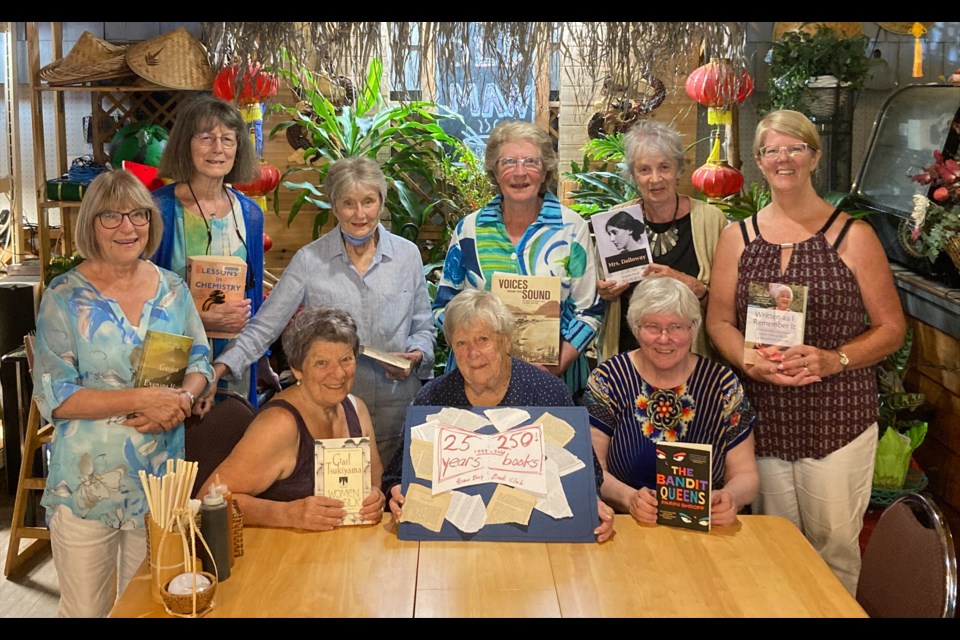 READING TOGETHER: Brew Bay book club members recently celebrated 25 years of reading together at Old Man Pho.
[From left, front row] club members Joan Fischer, Lynn Cooper and Laverne Dalziel. [From left, back row] Gillian Lynch, Sue McCallum, Mary James, Gail Smithman, Hannah Main-Van Der Kamp and Julie Gregory.
