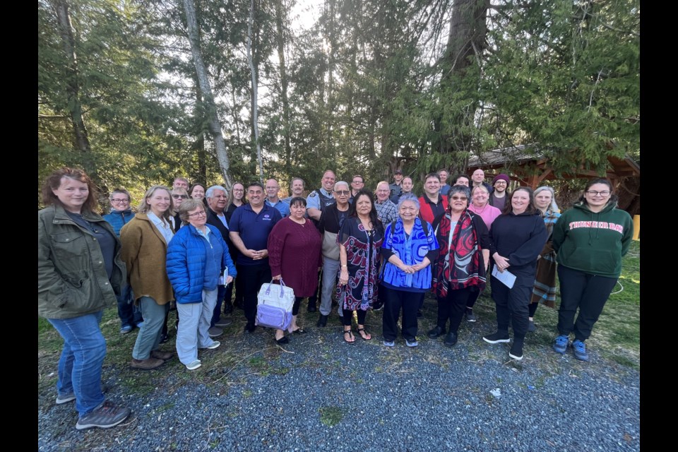 CULTURAL TRAINING: This past week, BC Health qathet Paramedics of Powell River, participated in a cross-cultural training program implemented by Tla’amin justice program and service liaison Verna Francis [third from the right] at the Salish Centre.
