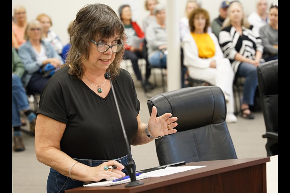 LAND REQUEST: qathet Pickleball Association president Susan Young appeared before City of Powell River’s committee of the whole to bring councillors up to date on association activities, and to seek a progress report on what the city is doing in terms of its request for a land lease to build a facility.                              