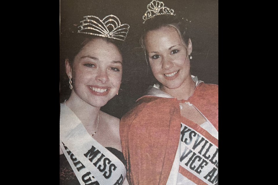 Year 2000 Miss Powell River Youth Ambassador Jennifer Robin Bryans [left] and Parksville vice-ambassador Cory Steinkopf.
