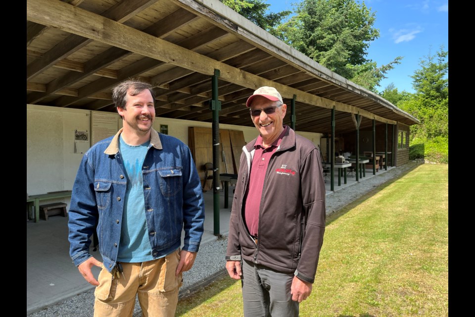 ROD AND GUN: Powell River Rod and Gun Club president Mark Gisborne [left], and longtime member and winner of many shooting trophies Bob Simonar, also known as Captain Bob.

