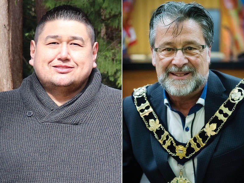 TOWARD RECONCILIATION: Tla’amin Nation hegus John Hackett [left] and City of Powell River mayor Dave Formosa have both stated that the time for a possible name change for the city is not right now, and that more conversation needs to occur.