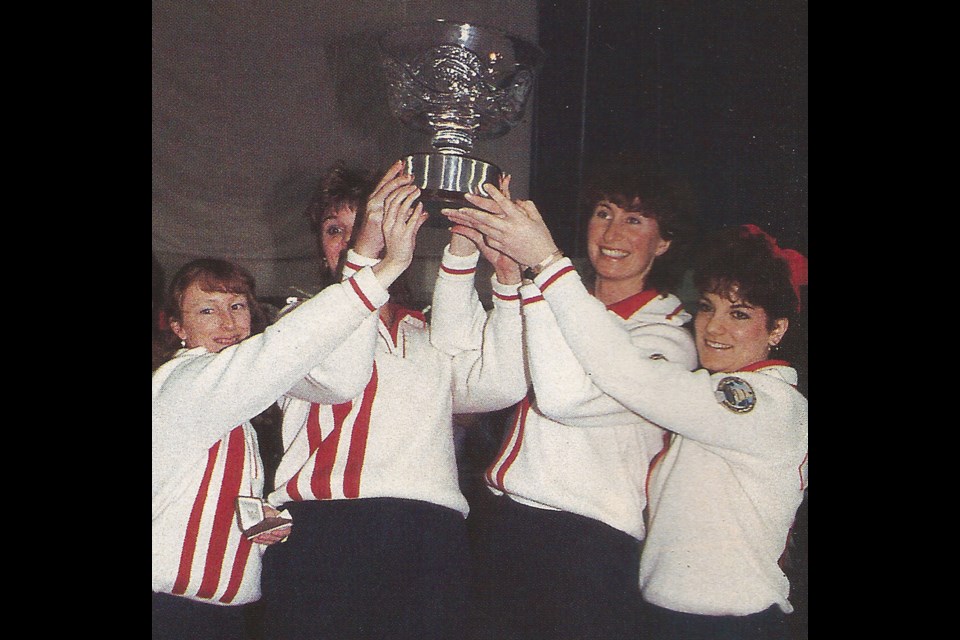 CHAMPIONS OF THE WORLD: Deb Morrissey [right] played lead for the 1987 rink that won the women’s world curling championship in Chicago. From left are skip Pat Sanders, third Georgina Hawkes and second Louise Herlinveaux.