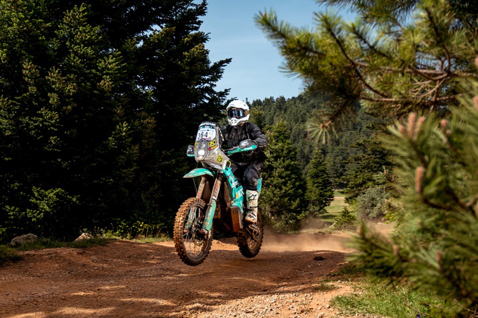 TOUGHEST CHALLENGE: With his motorcycle off the ground, Gareth Jones is an avid adventure rider who has taken his riding to the next level by entering rally races in exotic locations.