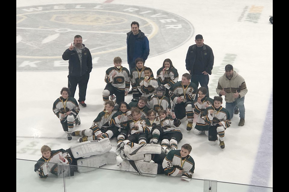 Members of the Darren Clark Memorial Tournament champion Powell River U13C Kings posed for a photo after hosting and winning the event.