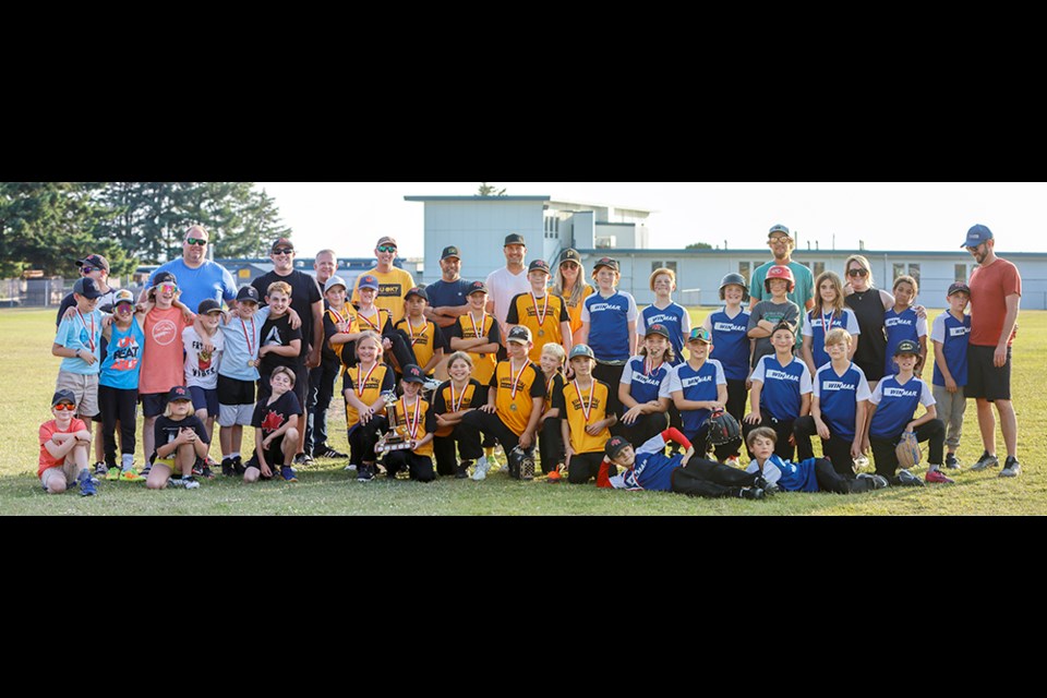 Powell River Minor Baseball Association U11 division teams gather for a photo at the end of the 2023 season.