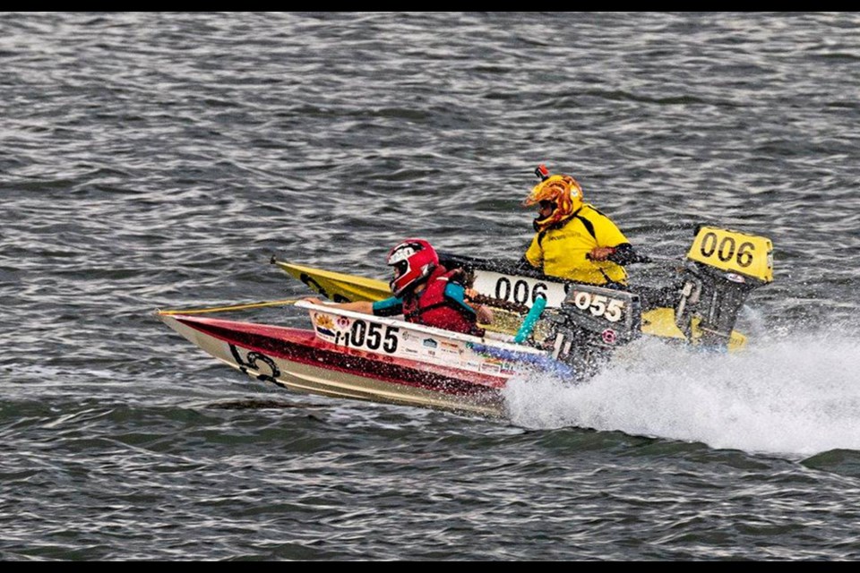 FAST RACER: Bathtub racer Jenna Mitchell, in tub 055, alternates with her father Melvin Mitchell in races along the BC coast.