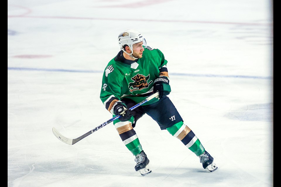 NEW TEAM: Former Powell River Minor Hockey player Keaton Mastrodonato, shown here playing for the ECHL Utah Grizzlies, has just signed a professional contract with the Ontario Reign, an American Hockey League team based in California, which is affiliated with the Los Angeles Kings of the National Hockey League.