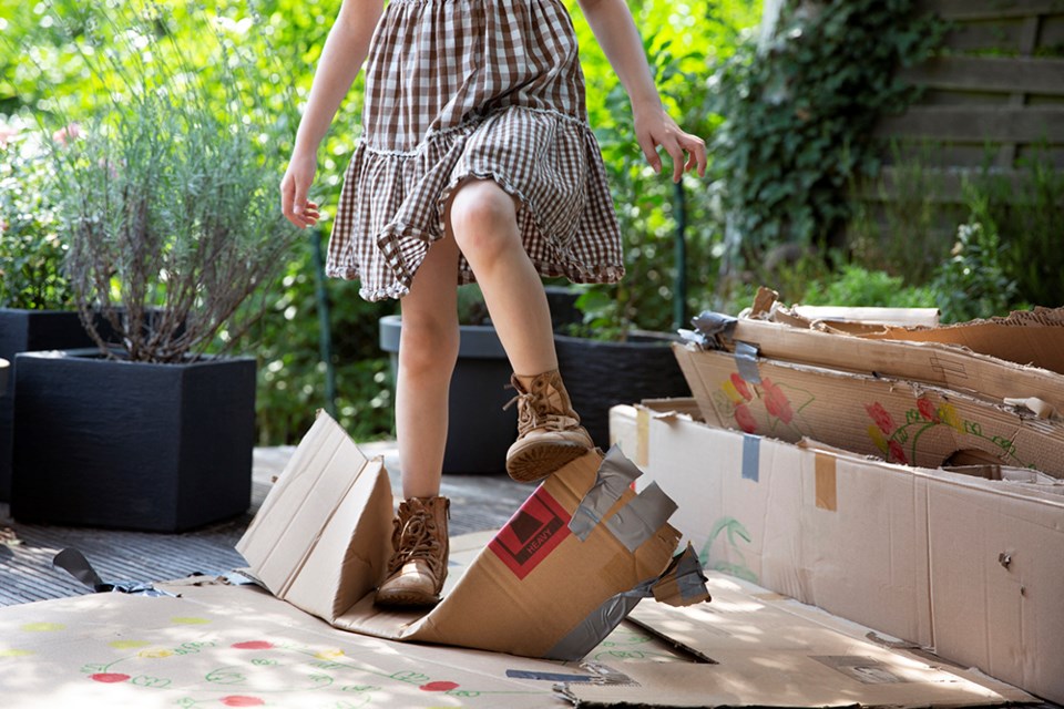 City of Powell River residents are asked to deconstruct cardboard boxes and bundle them - leaving labels and staples on - then place the bundle next to their recycling bin.