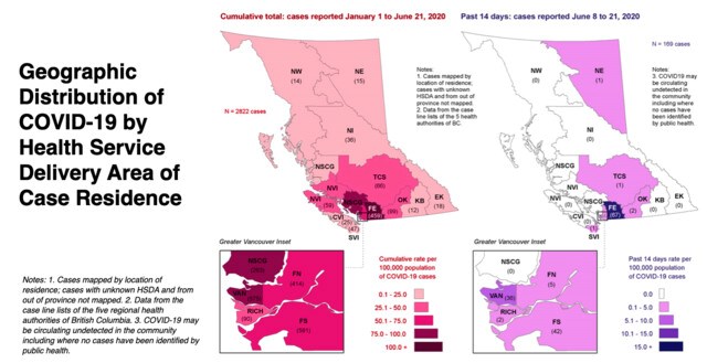 BC CDC - case by region June 23, 2020