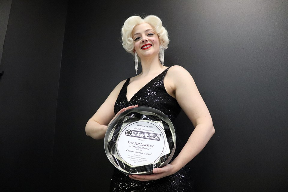 Kat Fullerton of Prince George with her first-ever award as a Marilyn Monroe impersonator from the internationally-recognized Reel Awards in Las Vegas. (via Kyle Balzer)